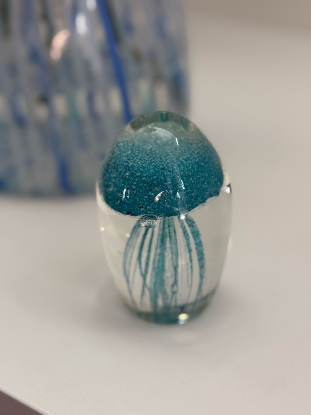 Teal Glass Jellyfish Art Paperweight - Unbranded - Picture 5 of 6